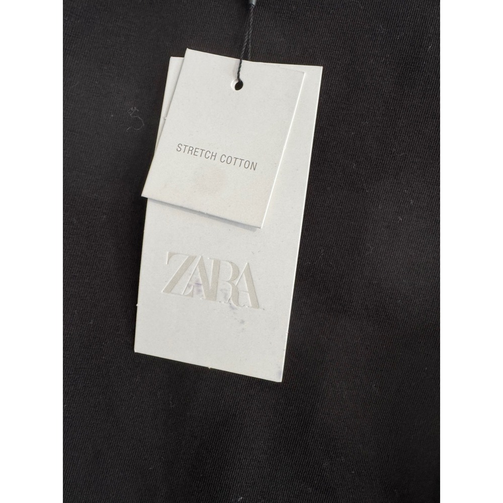 Zara Stretch Cotton T-Shirt Womens Medium Black Short Sleeve Streetwear - Picture 2 of 2